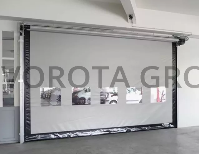 Скоростные ПВХ ворота серые с окнами 2200х4000