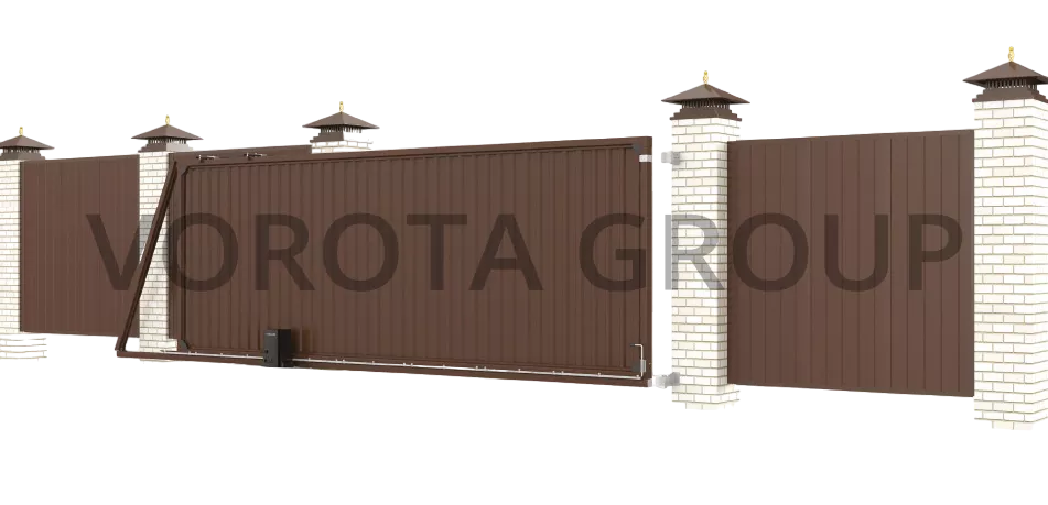 Автоматические откатные ворота Doorhan коричневого цвета 4000x2000