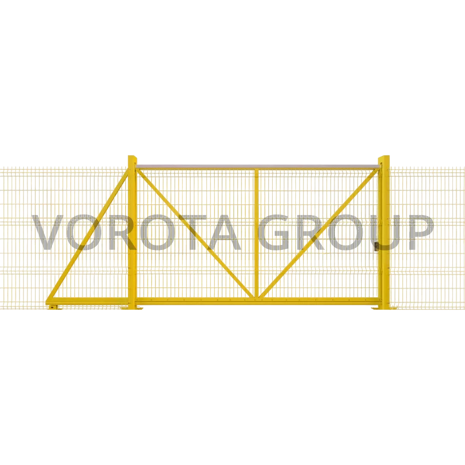 Откатные ворота на винтовых сваях Doorhan из желтой сетки 3300x2300