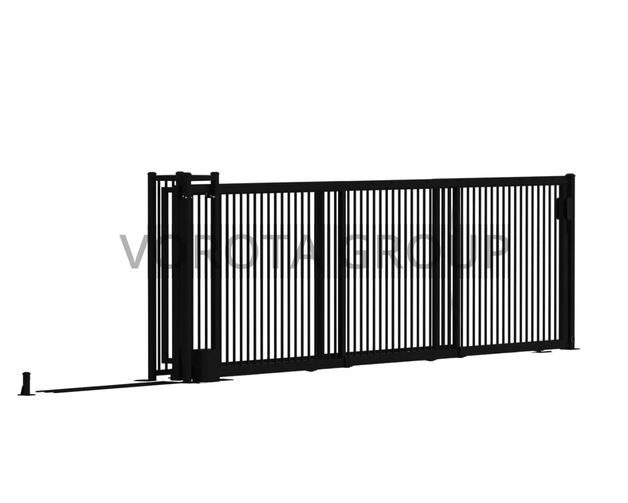 Откатные ворота на винтовых сваях Alutech черного цвета 3400x1800