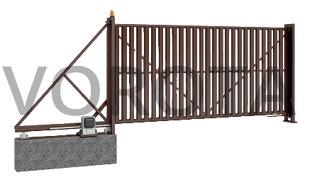 Откатные ворота на винтовых сваях Alutech из штакетника 2900x2000