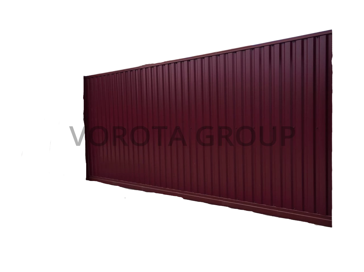 Откатные ворота из профнастила Alutech красного цвета 3500x2500