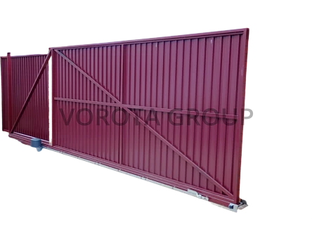 Откатные ворота из профнастила Doorhan красного цвета 3000x2300