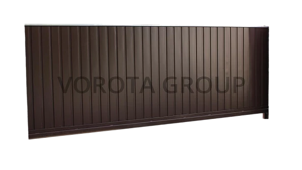 Откатные ворота из профнастила Doorhan коричневые 4000x2200
