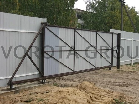Механические откатные ворота Alutech серые 2100x1500