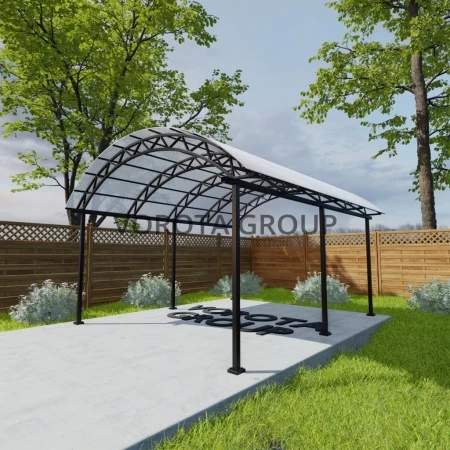 Арочный навес белого цвета, сотовый поликарбонат 6500*12000