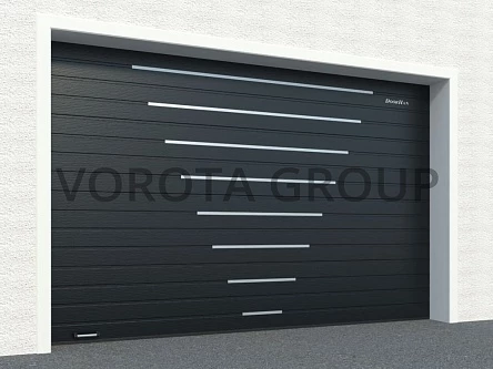 Автоматические ворота для гаража Doorhan черные с металлическими вставками 3500x2000
