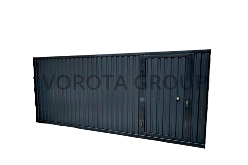 Откатные ворота из профнастила Alutech черного цвета 2900x1900